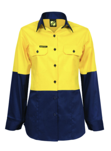 Picture of WorkCraft LADIES LIGHTWEIGHT HI VIS LONG SLEEVE VENTED COTTON DRILL SHIRT
